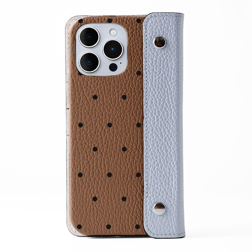 Genuine leather Italian shrink leather half pocket cover with dot pattern back case Google Pixel series