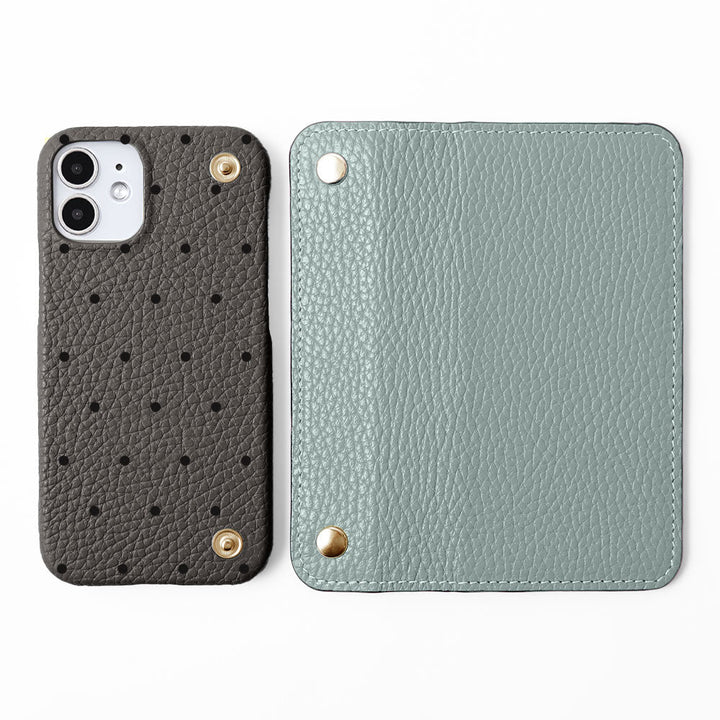 Genuine leather Italian shrink leather half pocket cover with dot pattern back case Google Pixel series