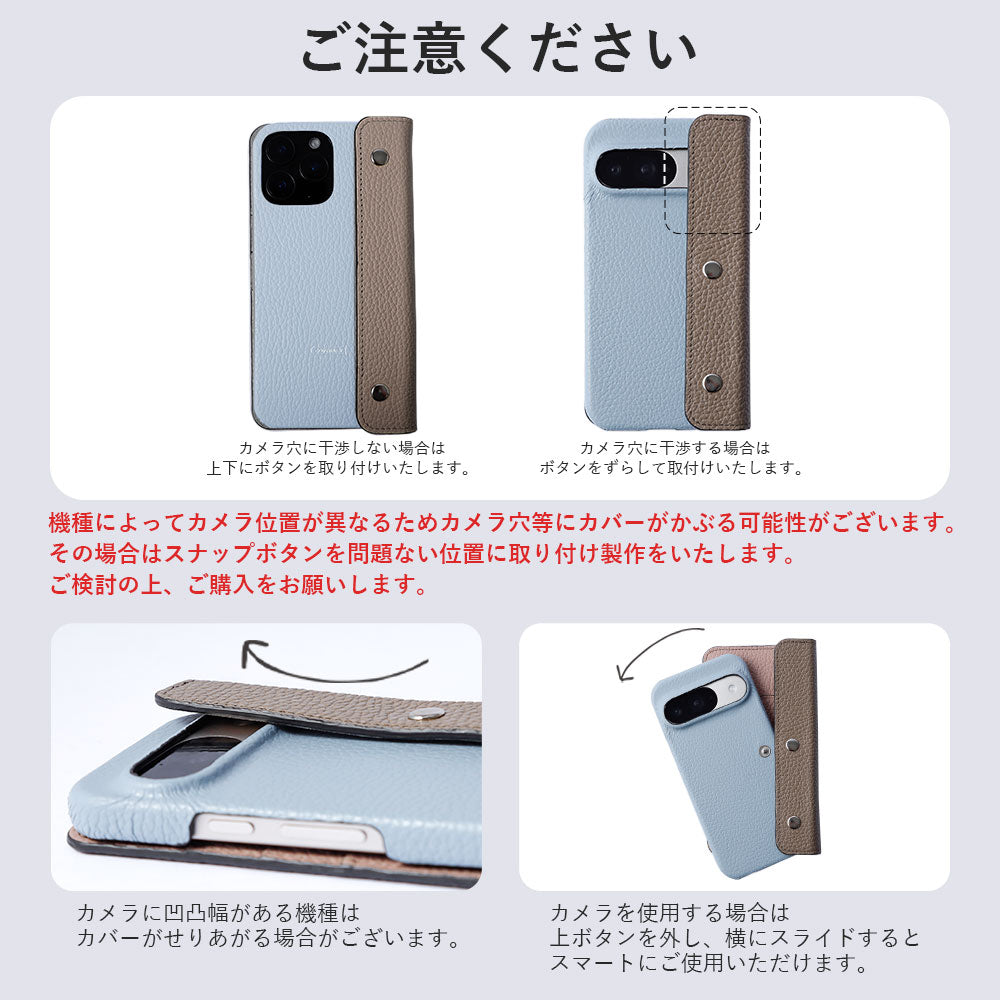 本革 イタリアンシュリンクレザー ハーフポケットカバー付き ドット柄 背面ケース iPhoneシリーズ