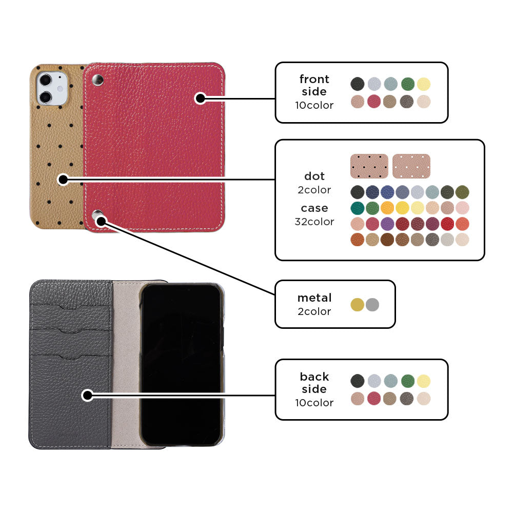 Genuine leather Italian shrink leather with half pocket cover dot pattern back case Xperia series