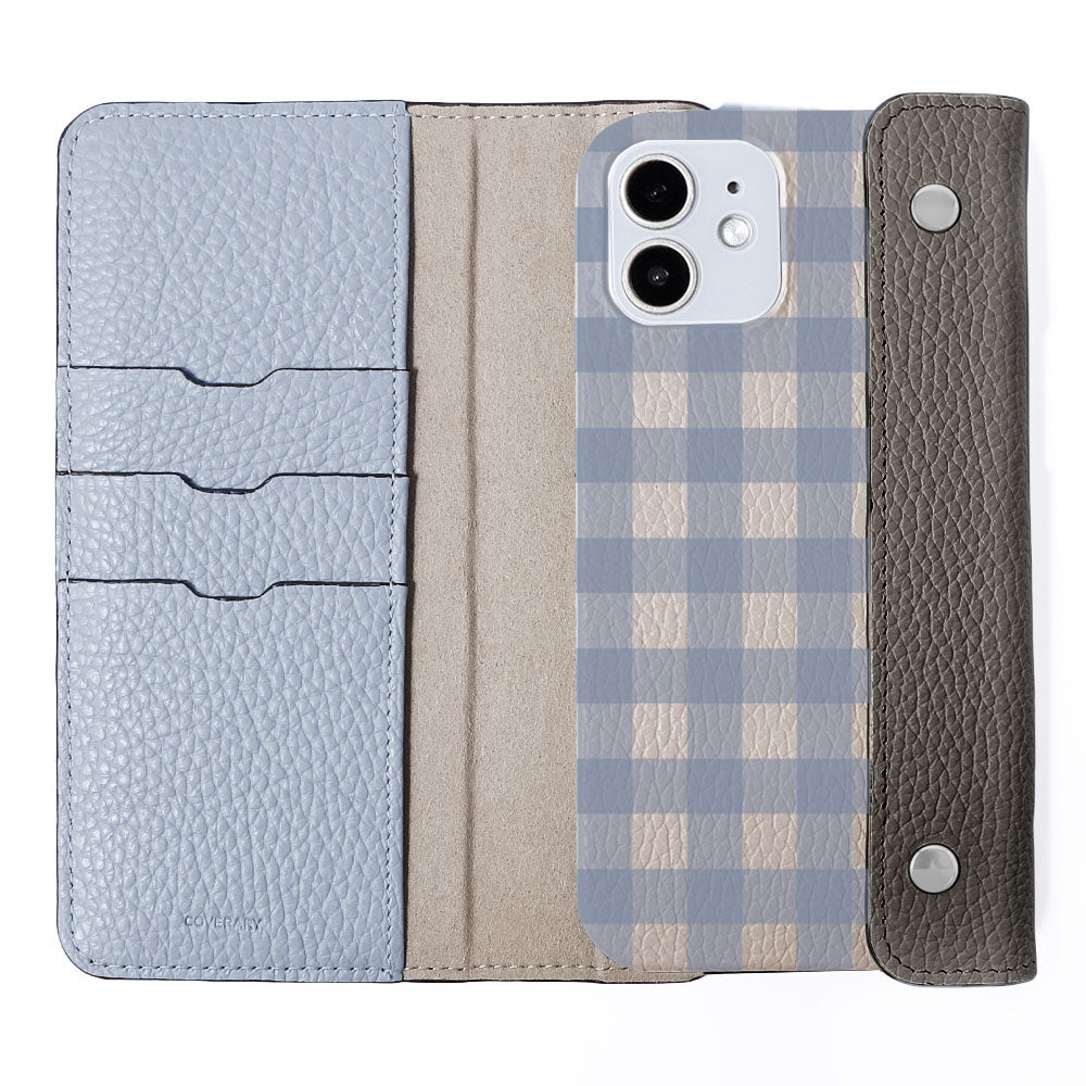 Genuine leather 32 colors Italian shrink leather with half pocket cover gingham check pattern back case Google Pixel series