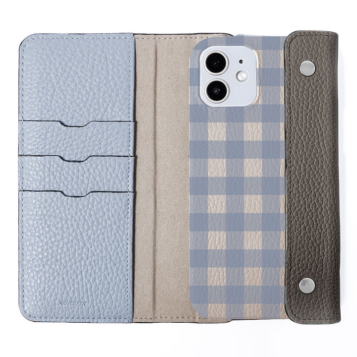 Genuine leather 32 colors Italian shrink leather with half pocket cover gingham check pattern back case Google Pixel series