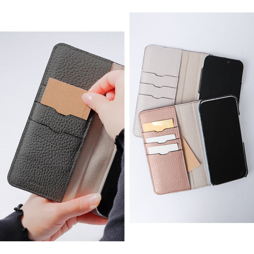 Genuine leather 32 colors Italian shrink leather with half pocket cover gingham check pattern back case AQUOS series