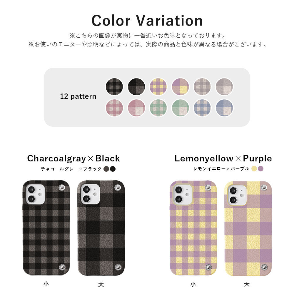 Genuine leather 32 colors Italian shrink leather with half pocket cover gingham check pattern back case Google Pixel series
