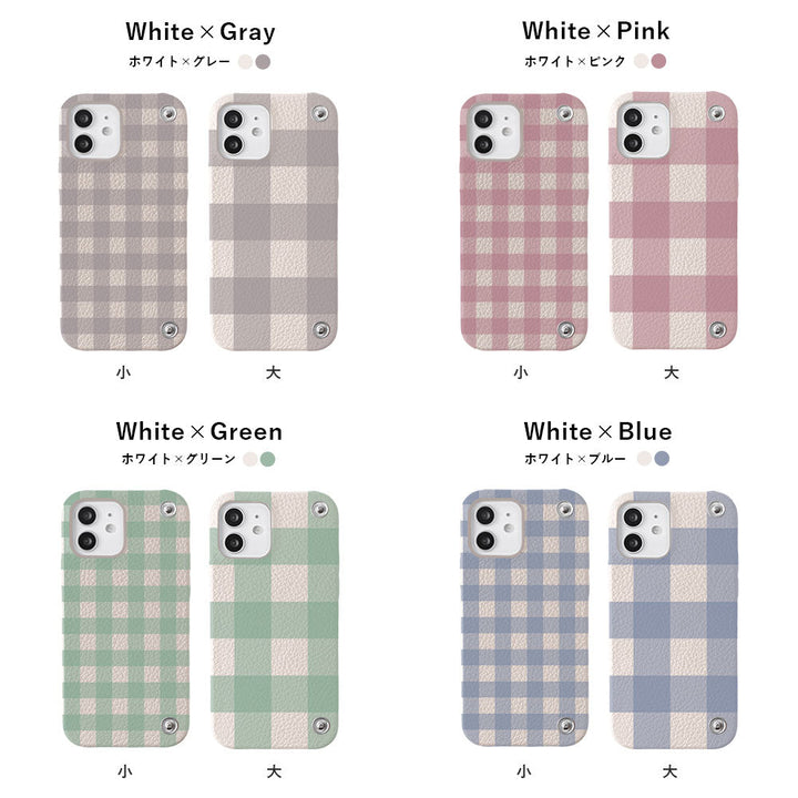 Genuine leather 32 colors Italian shrink leather with half pocket cover gingham check pattern back case Google Pixel series