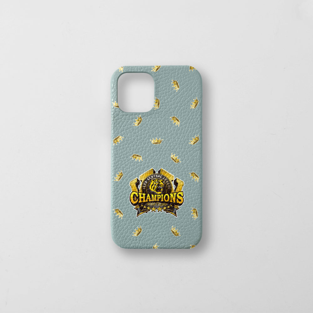 [Limited Time] Hanshin Tigers × COVERARY 2026 League Championship Logo All-Over Print Genuine Leather Italian Shrink Leather Back Case