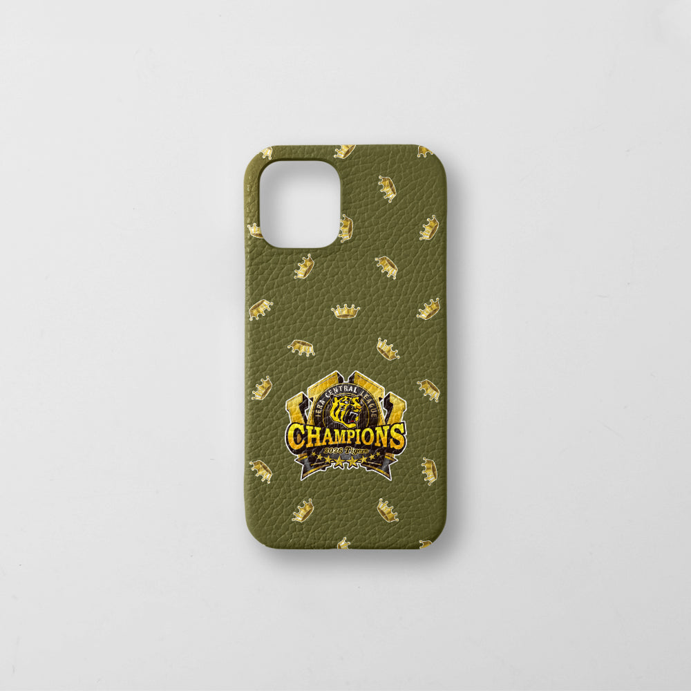 [Limited Time] Hanshin Tigers × COVERARY 2026 League Championship Logo All-Over Print Genuine Leather Italian Shrink Leather Back Case