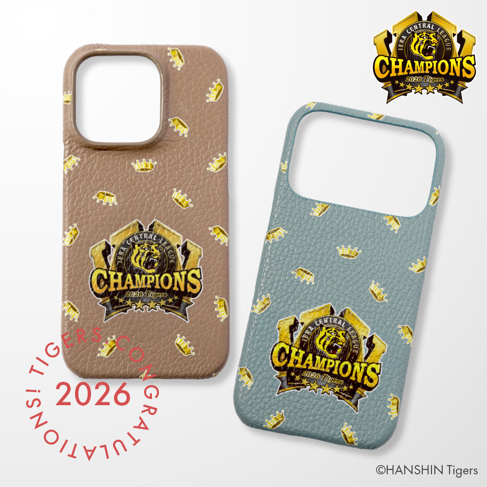 [Limited Time] Hanshin Tigers × COVERARY 2026 League Championship Logo All-Over Print Genuine Leather Italian Shrink Leather Back Case