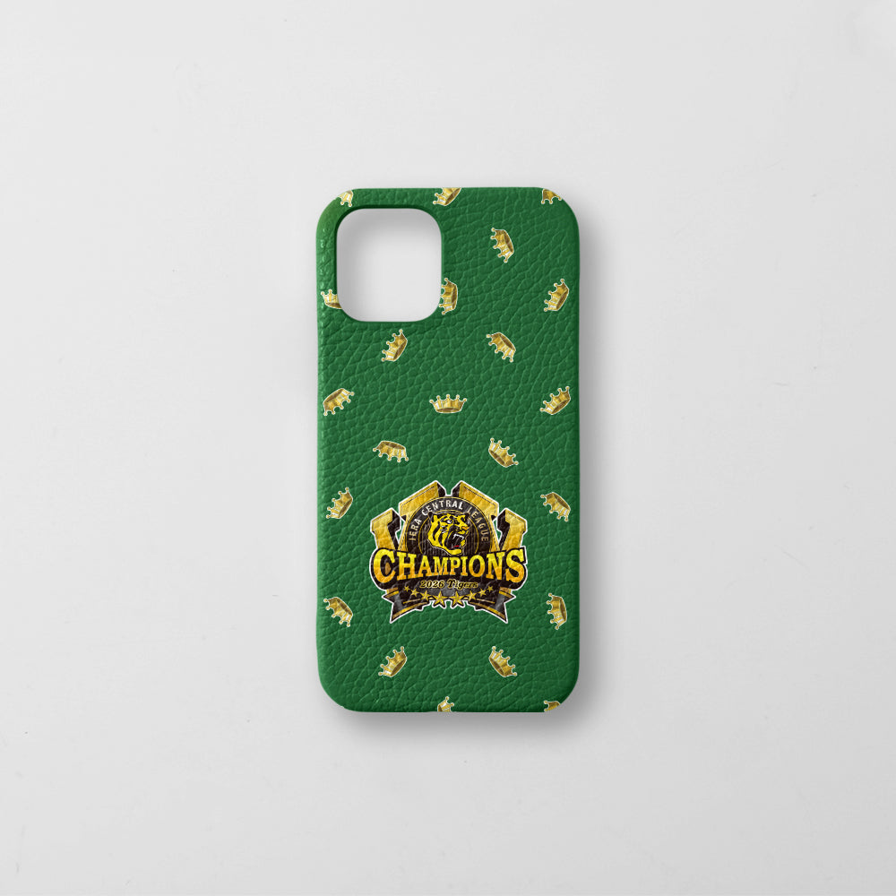 [Limited Time] Hanshin Tigers × COVERARY 2026 League Championship Logo All-Over Print Genuine Leather Italian Shrink Leather Back Case