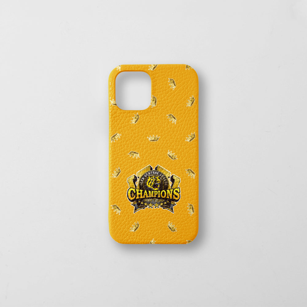 [Limited Time] Hanshin Tigers × COVERARY 2026 League Championship Logo All-Over Print Genuine Leather Italian Shrink Leather Back Case