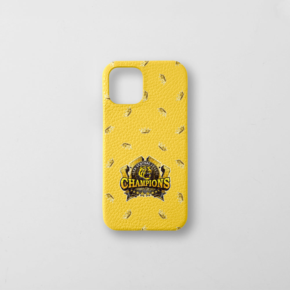 [Limited Time] Hanshin Tigers × COVERARY 2026 League Championship Logo All-Over Print Genuine Leather Italian Shrink Leather Back Case
