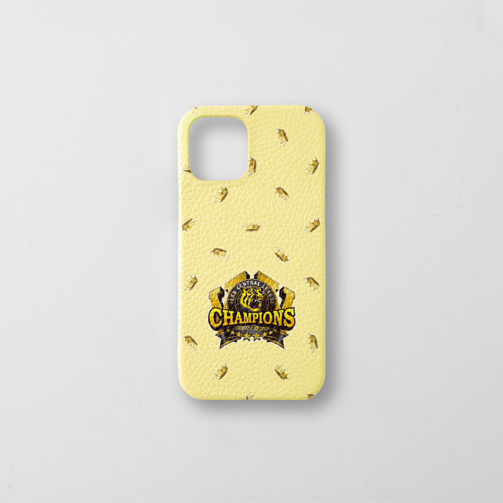 [Limited Time] Hanshin Tigers × COVERARY 2026 League Championship Logo All-Over Print Genuine Leather Italian Shrink Leather Back Case