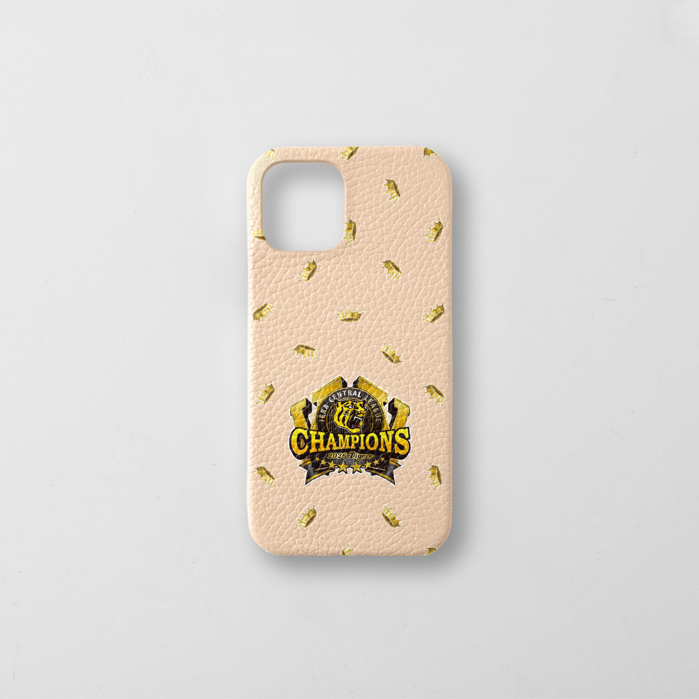 [Limited Time] Hanshin Tigers × COVERARY 2026 League Championship Logo All-Over Print Genuine Leather Italian Shrink Leather Back Case