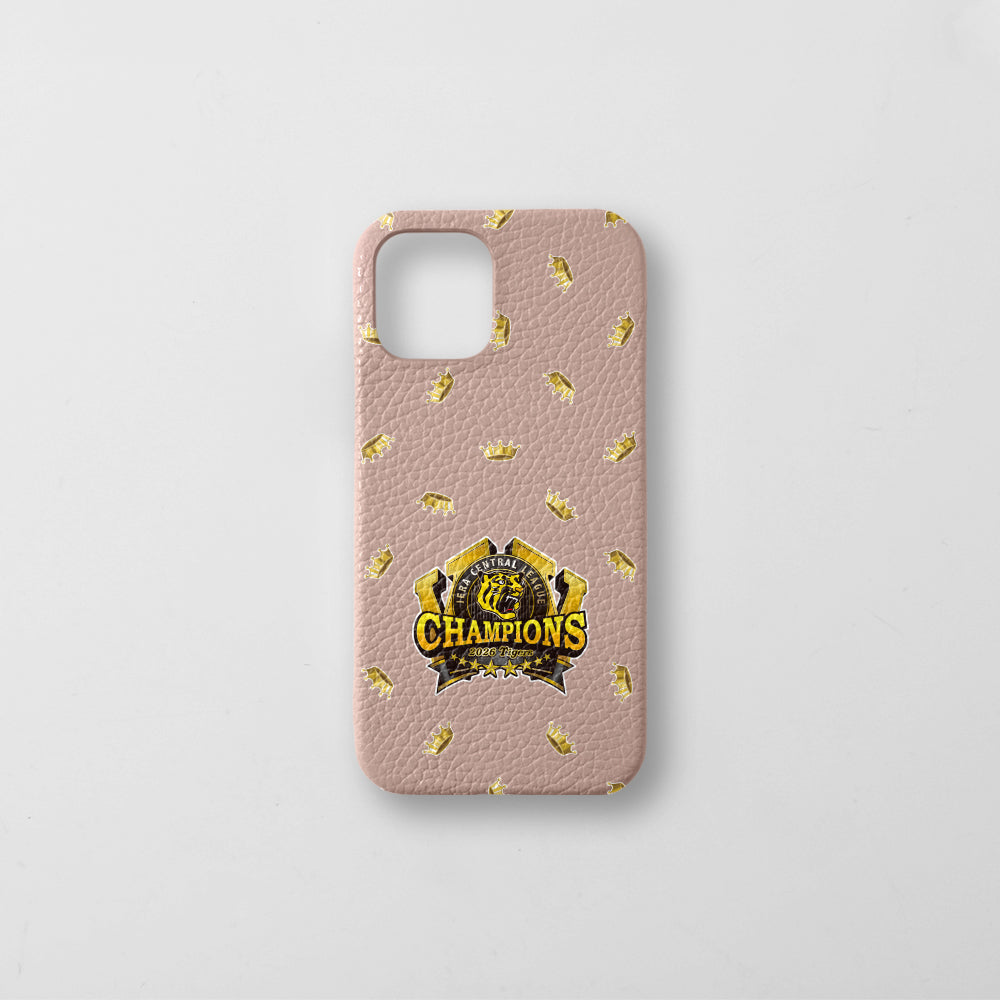[Limited Time] Hanshin Tigers × COVERARY 2026 League Championship Logo All-Over Print Genuine Leather Italian Shrink Leather Back Case