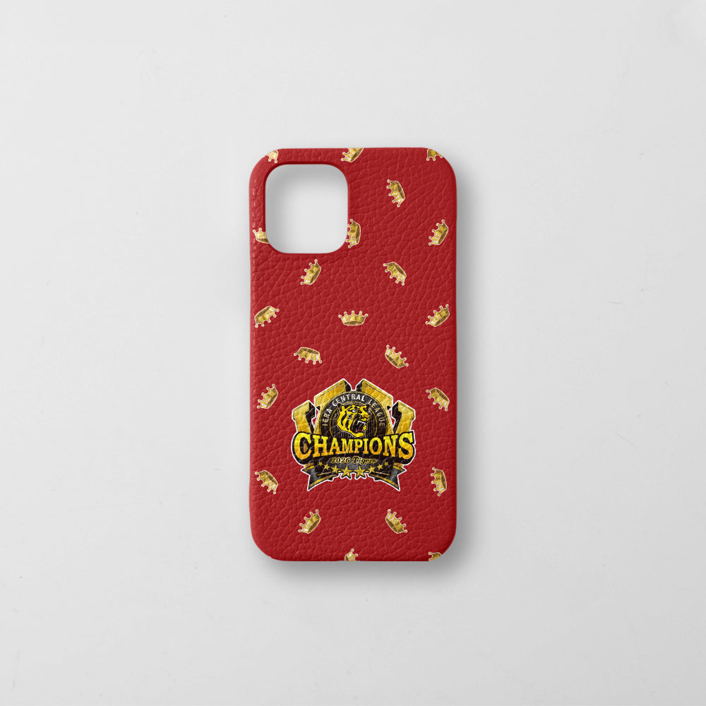 [Limited Time] Hanshin Tigers × COVERARY 2026 League Championship Logo All-Over Print Genuine Leather Italian Shrink Leather Back Case