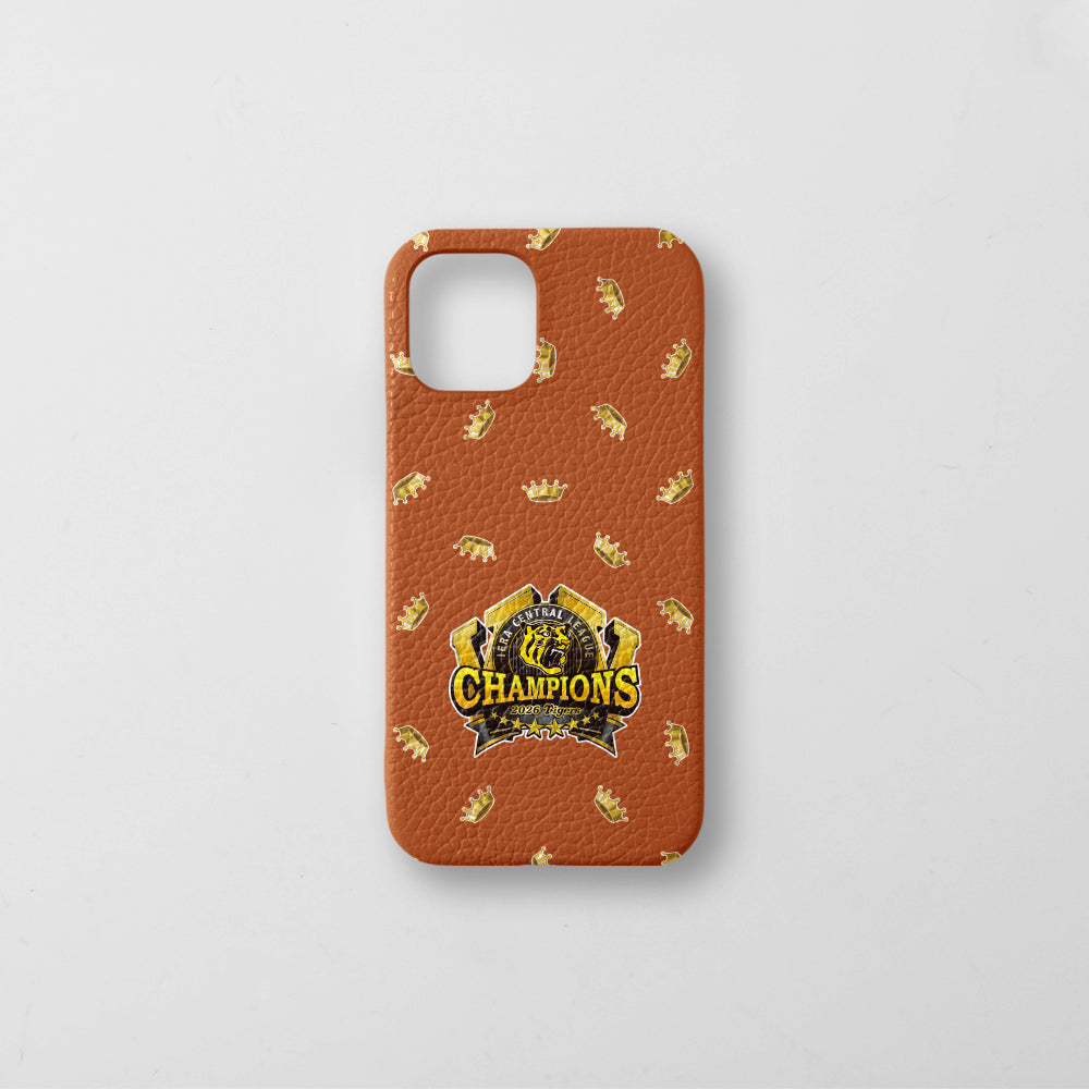 [Limited Time] Hanshin Tigers × COVERARY 2026 League Championship Logo All-Over Print Genuine Leather Italian Shrink Leather Back Case