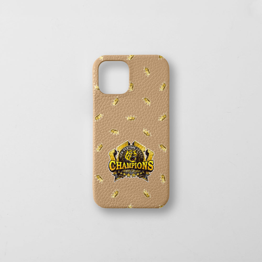 [Limited Time] Hanshin Tigers × COVERARY 2026 League Championship Logo All-Over Print Genuine Leather Italian Shrink Leather Back Case