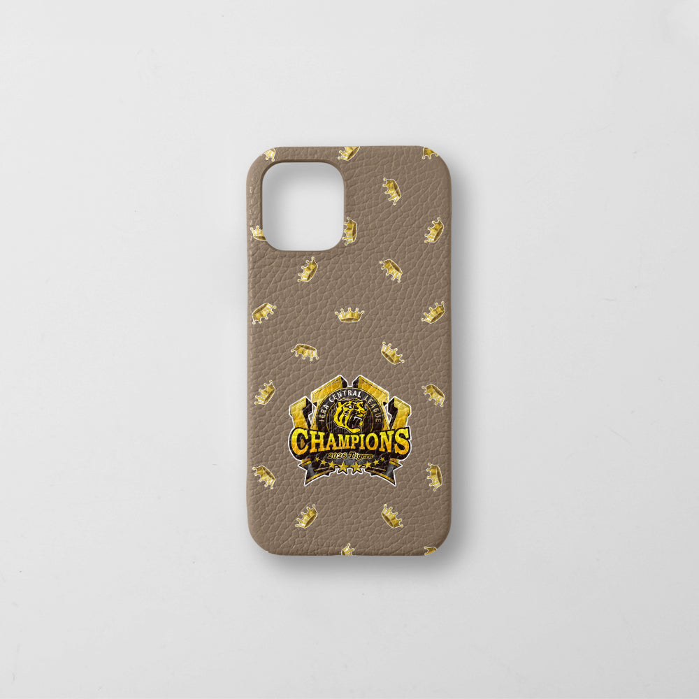 [Limited Time] Hanshin Tigers × COVERARY 2026 League Championship Logo All-Over Print Genuine Leather Italian Shrink Leather Back Case