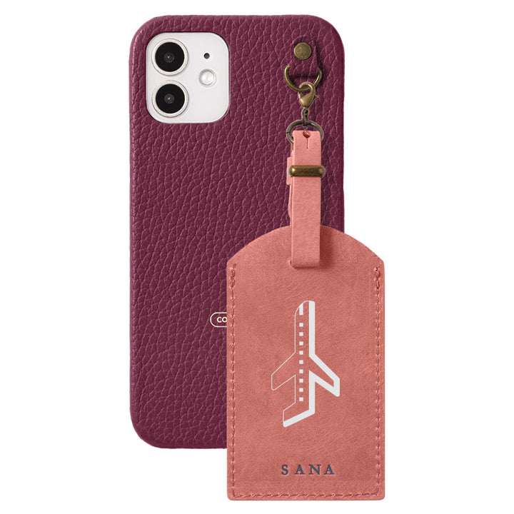 本革 32色 イタリアンシュリンクレザー モストロメッセージタグチャーム 背面ケース iPhoneシリーズ