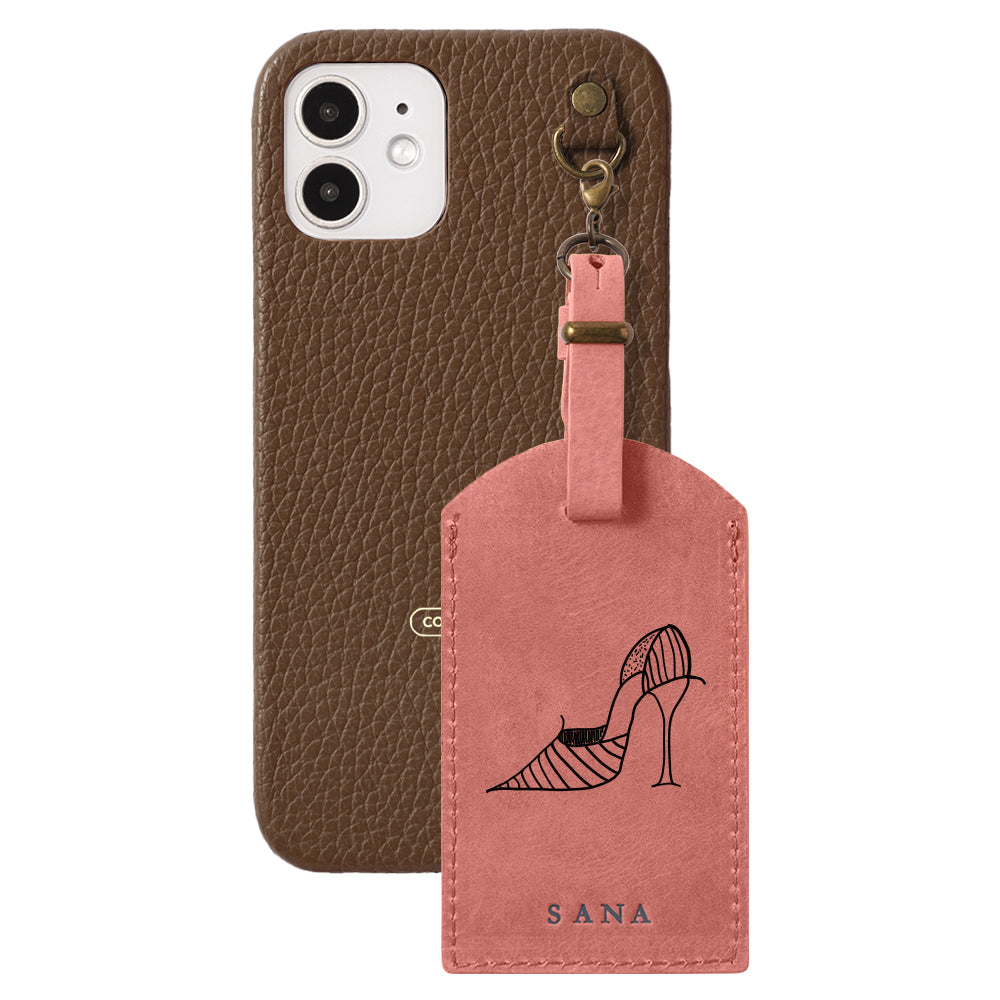Genuine Leather 32 Colors Italian Shrink Leather Mostro Message Tag Charm Back Case AQUOS Series