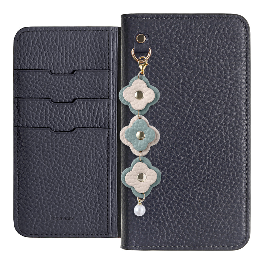 Genuine Leather 32 Colors Italian Shrink Leather Triple Flower Charm Wallet Case Xperia Series