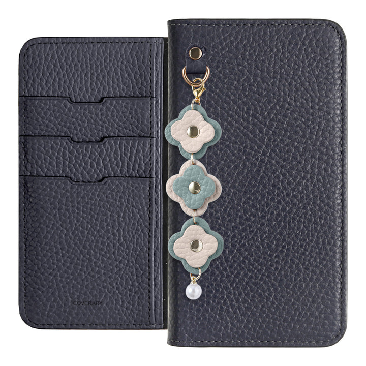 Genuine Leather 32 Colors Italian Shrink Leather Triple Flower Charm Wallet Case Xperia Series