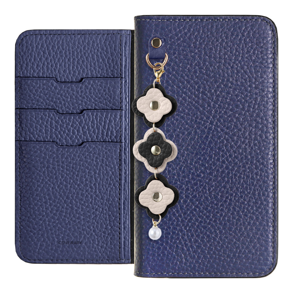 Genuine Leather 32 Colors Italian Shrink Leather Triple Flower Charm Wallet Case Xperia Series