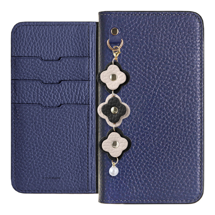 Genuine Leather 32 Colors Italian Shrink Leather Triple Flower Charm Wallet Case Xperia Series