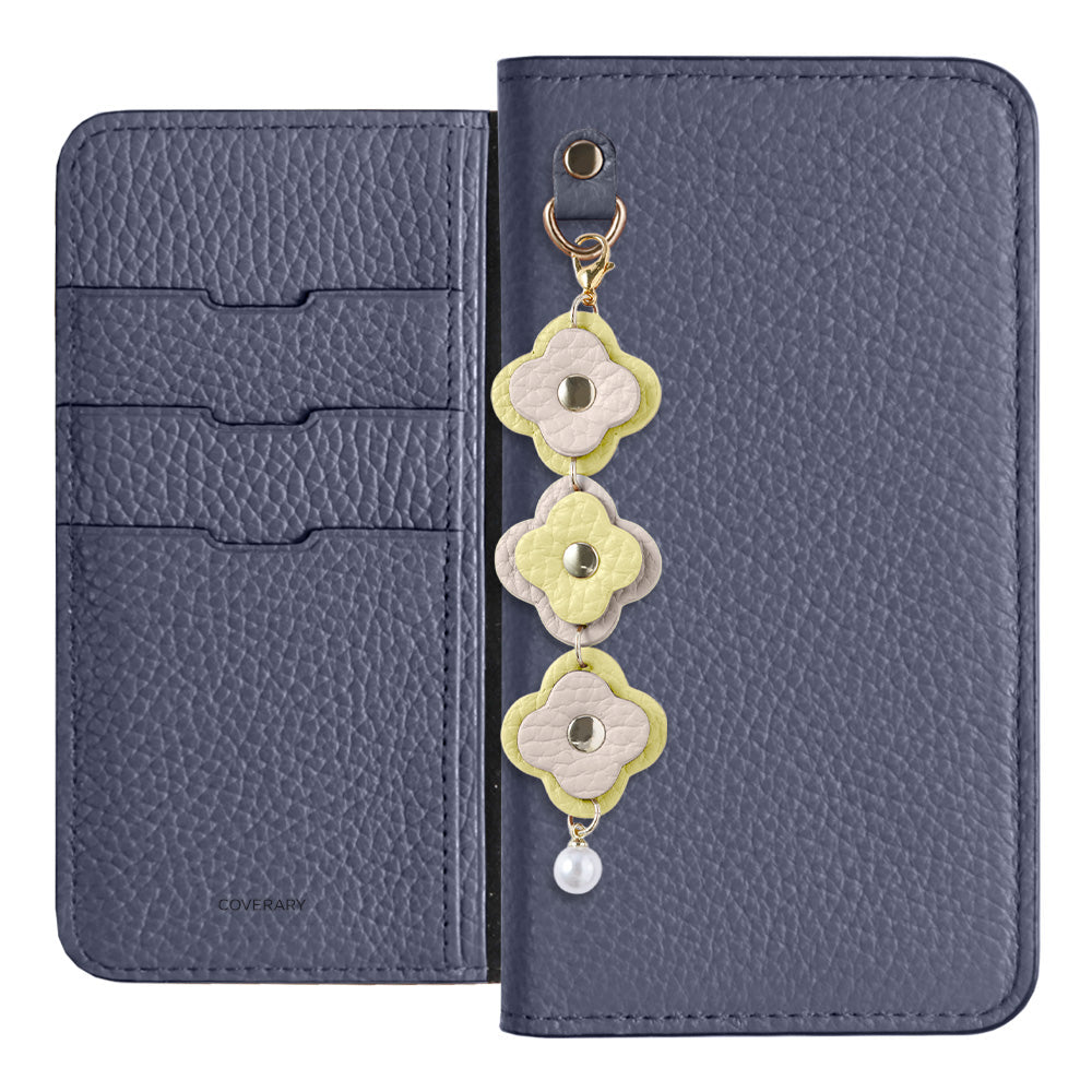 Genuine Leather 32 Colors Italian Shrink Leather Triple Flower Charm Wallet Case Xperia Series