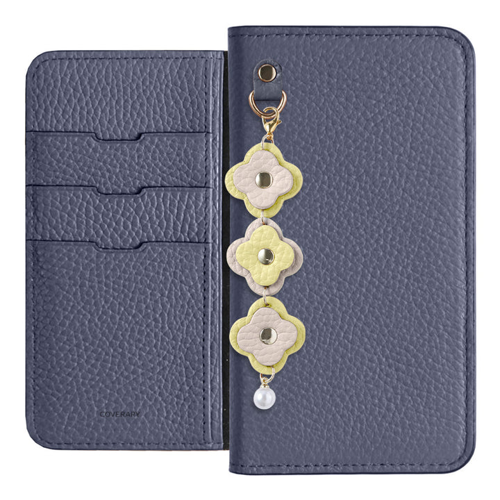 Genuine Leather 32 Colors Italian Shrink Leather Triple Flower Charm Wallet Case Xperia Series