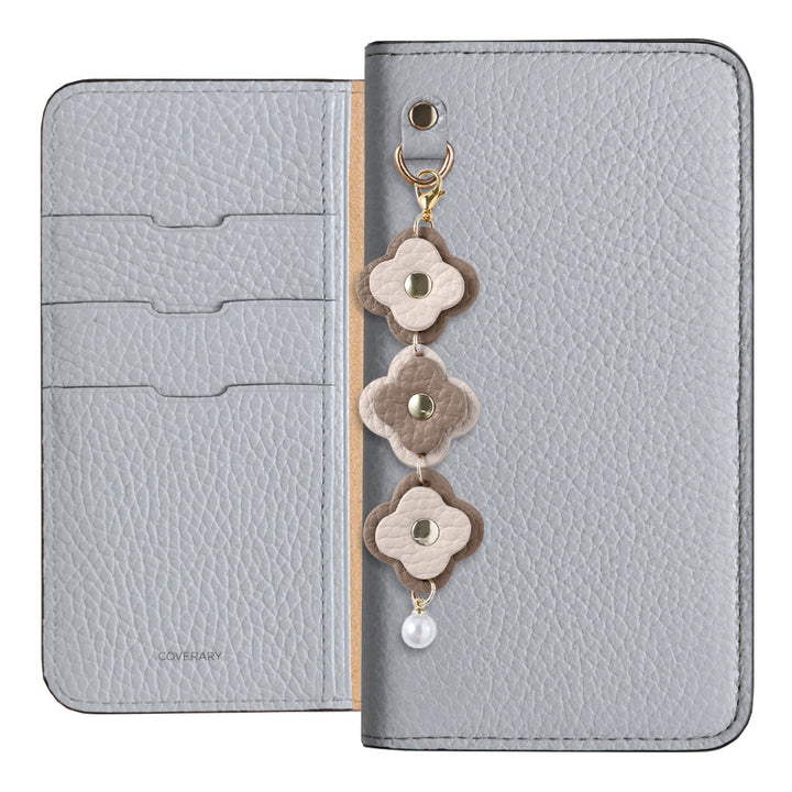Genuine Leather 32 Colors Italian Shrink Leather Triple Flower Charm Wallet Case Xperia Series