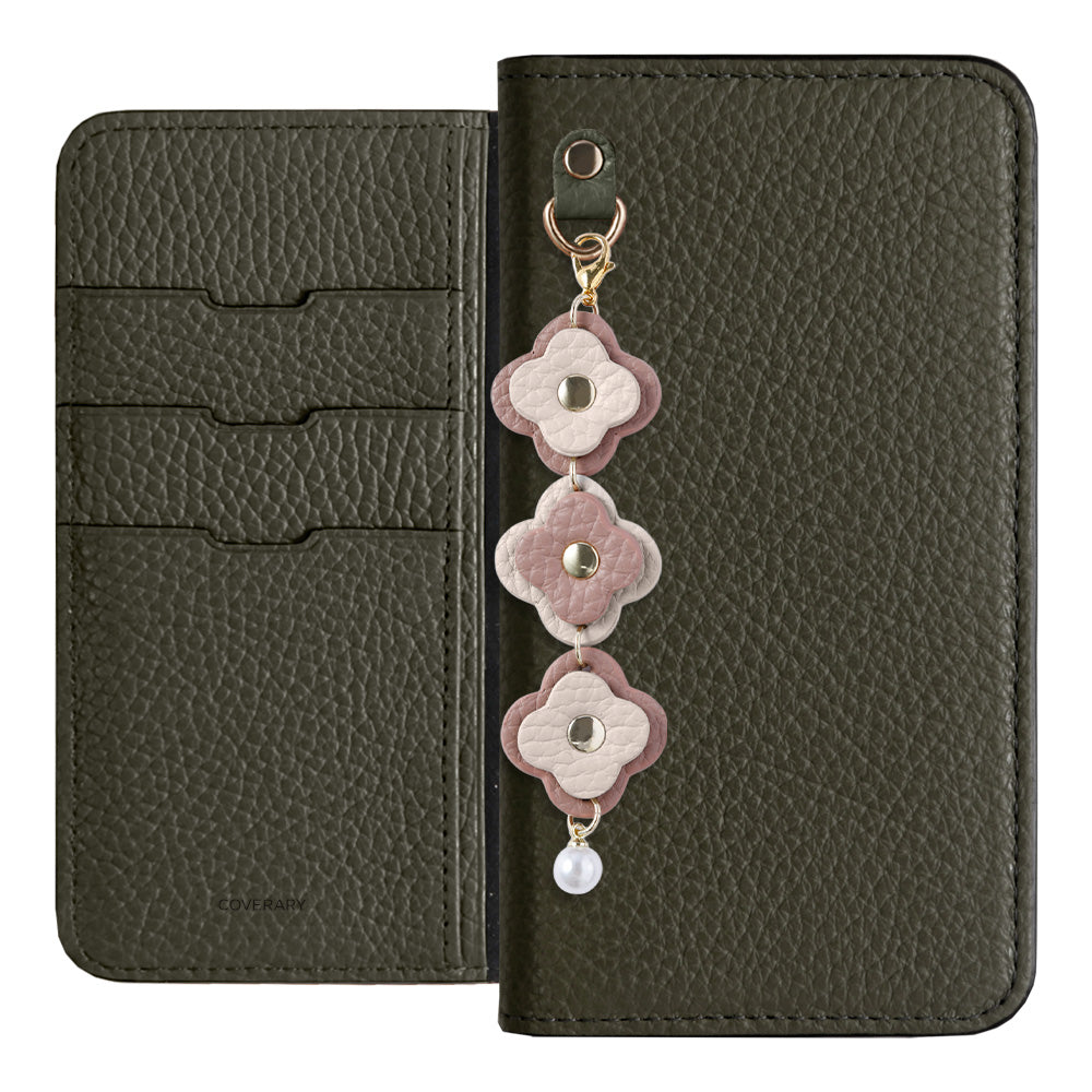 Genuine Leather 32 Colors Italian Shrink Leather Triple Flower Charm Wallet Case Xperia Series