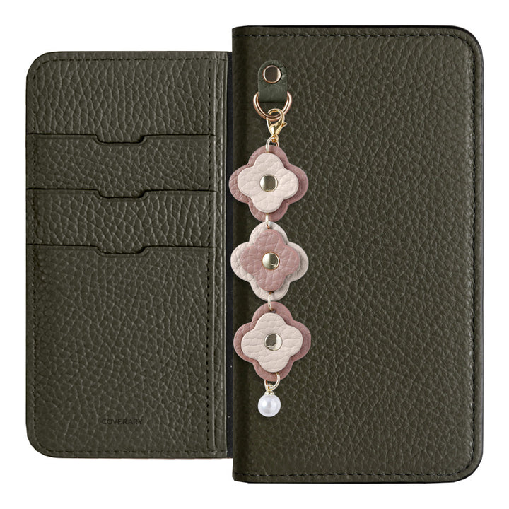 Genuine Leather 32 Colors Italian Shrink Leather Triple Flower Charm Wallet Case Xperia Series