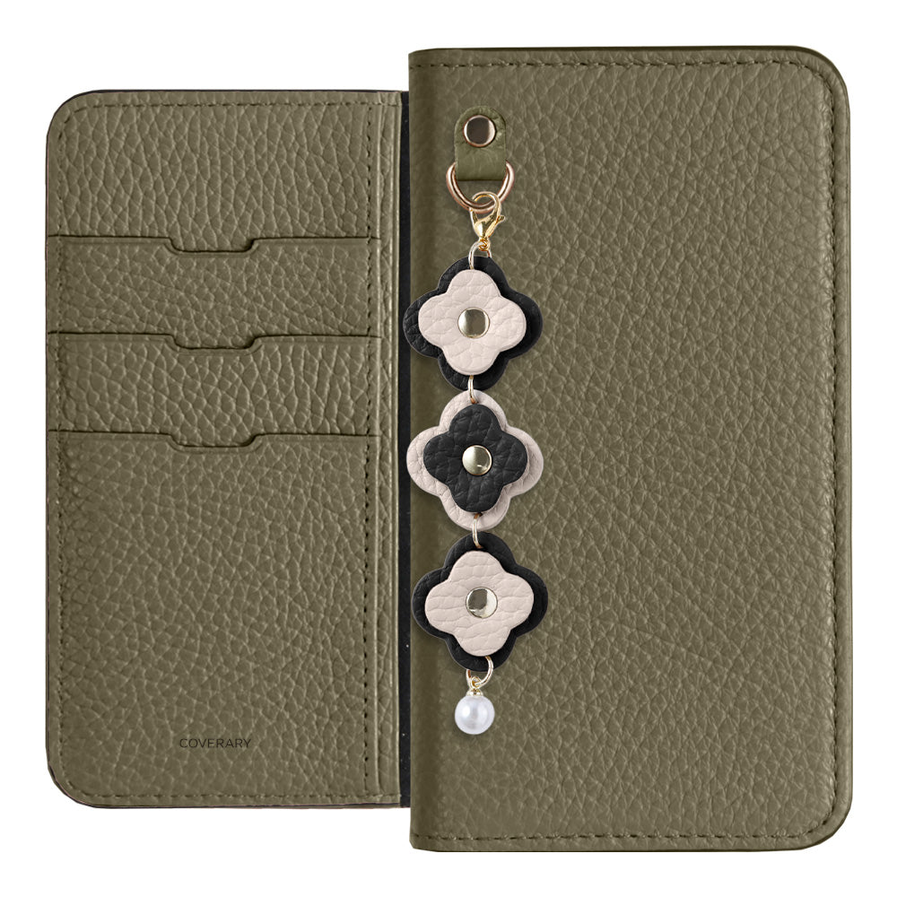 Genuine Leather 32 Colors Italian Shrink Leather Triple Flower Charm Wallet Case Xperia Series