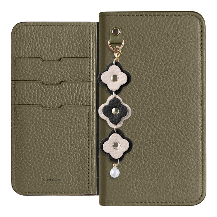 Genuine Leather 32 Colors Italian Shrink Leather Triple Flower Charm Wallet Case Xperia Series