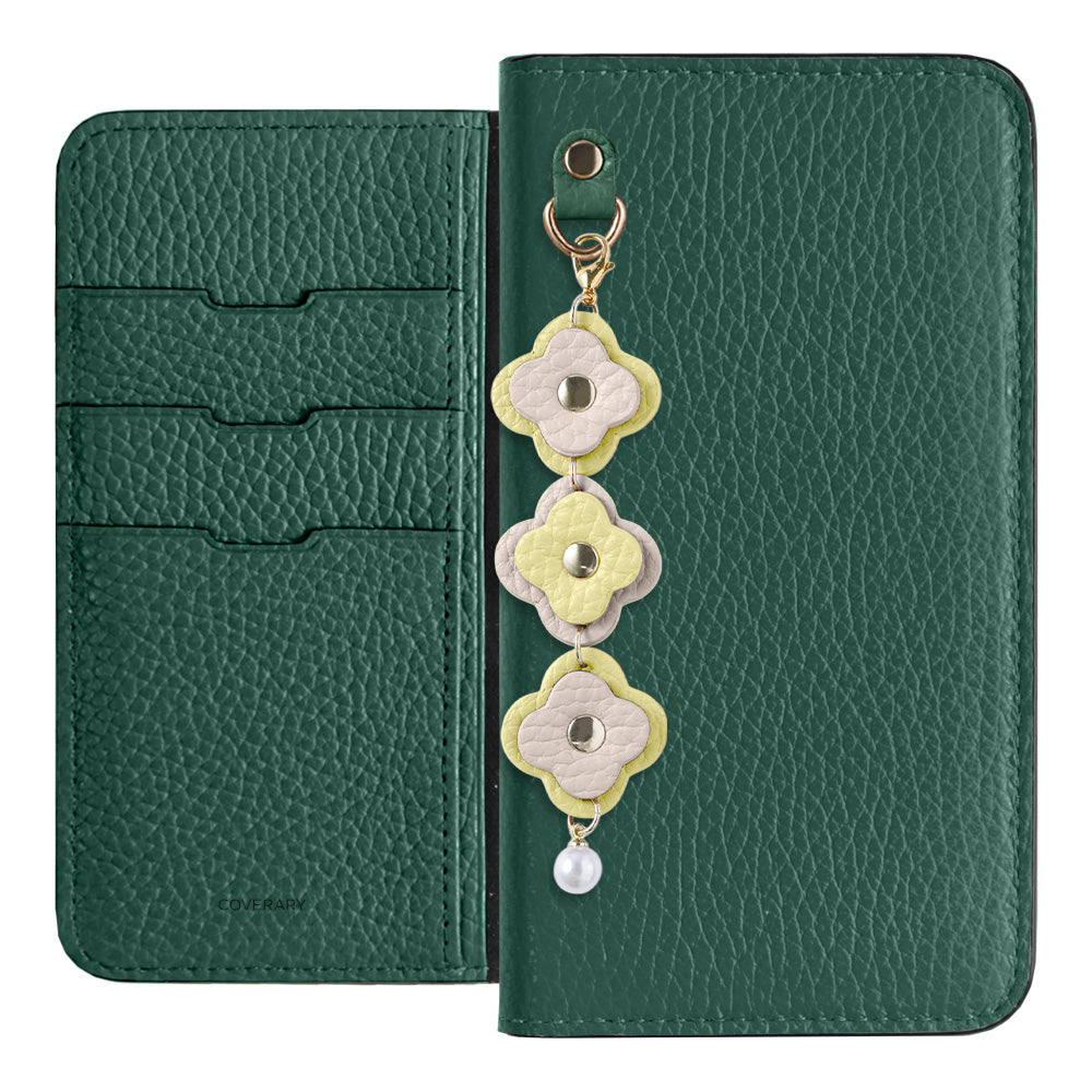 Genuine Leather 32 Colors Italian Shrink Leather Triple Flower Charm Wallet Case Xperia Series