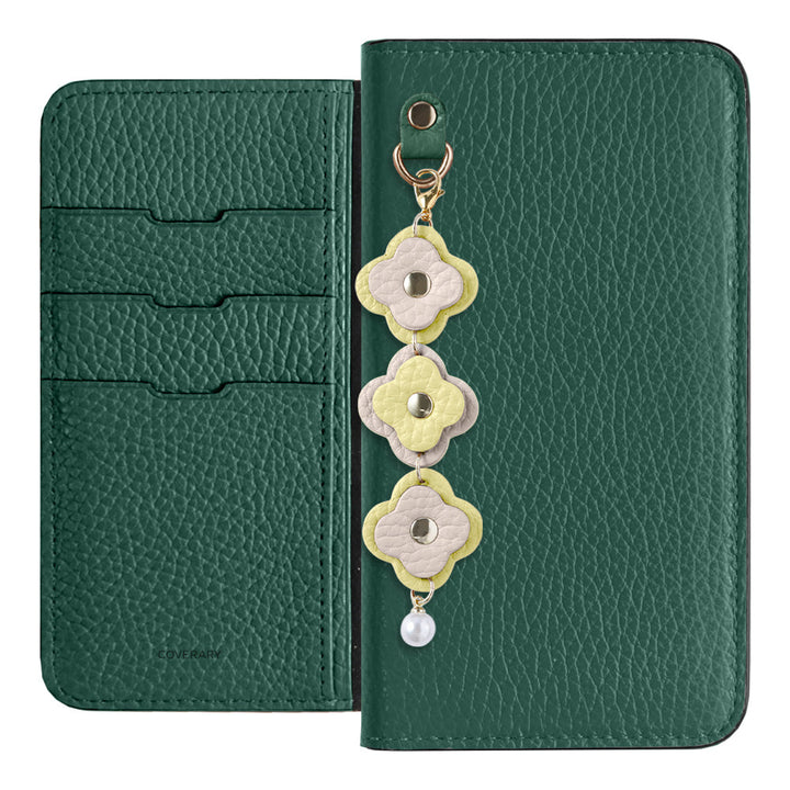 Genuine Leather 32 Colors Italian Shrink Leather Triple Flower Charm Wallet Case Xperia Series