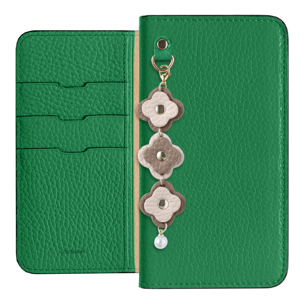 Genuine Leather 32 Colors Italian Shrink Leather Triple Flower Charm Wallet Case Xperia Series