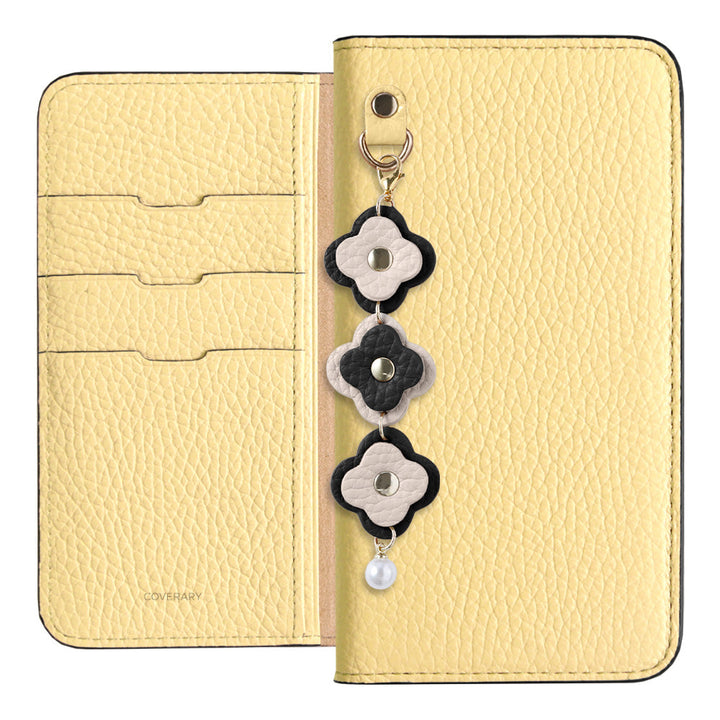 Genuine Leather 32 Colors Italian Shrink Leather Triple Flower Charm Wallet Case Xperia Series