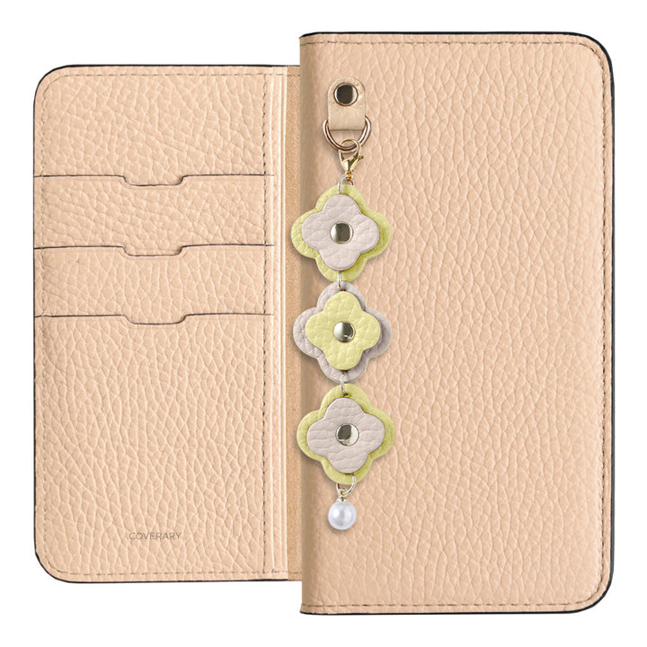 Genuine Leather 32 Colors Italian Shrink Leather Triple Flower Charm Wallet Case Xperia Series