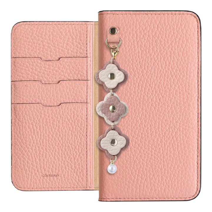 Genuine Leather 32 Colors Italian Shrink Leather Triple Flower Charm Wallet Case Xperia Series