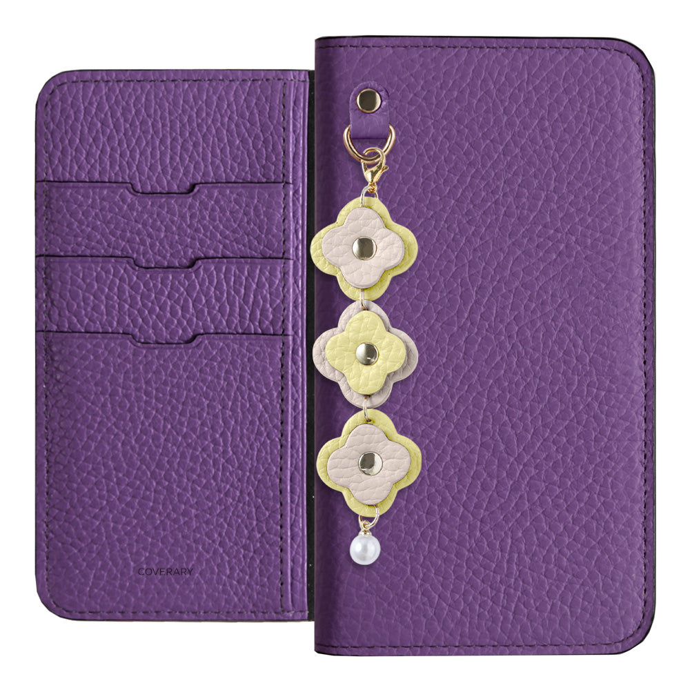 Genuine Leather 32 Colors Italian Shrink Leather Triple Flower Charm Wallet Case Xperia Series