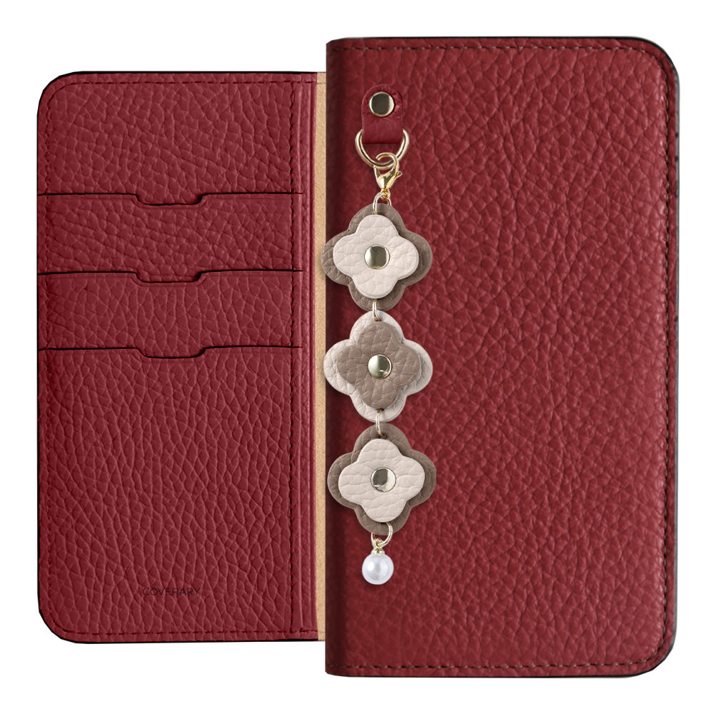 Genuine Leather 32 Colors Italian Shrink Leather Triple Flower Charm Wallet Case Xperia Series