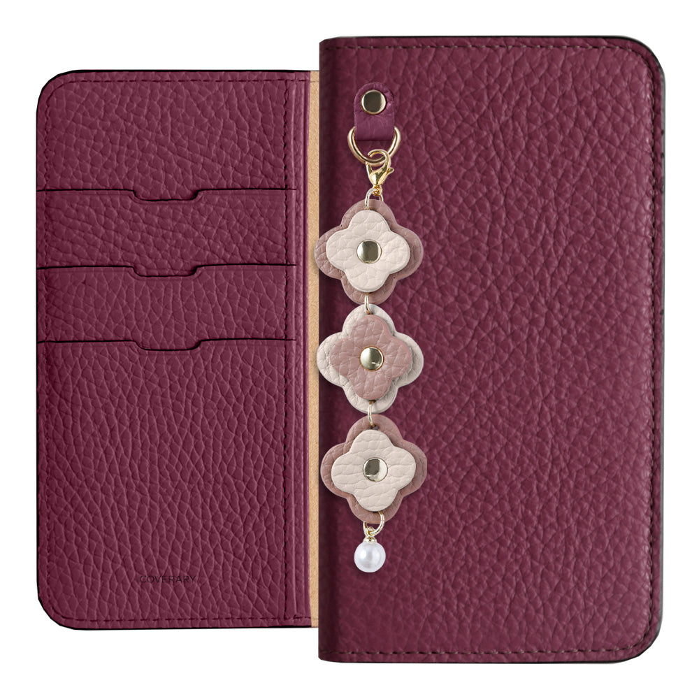 Genuine Leather 32 Colors Italian Shrink Leather Triple Flower Charm Wallet Case Xperia Series
