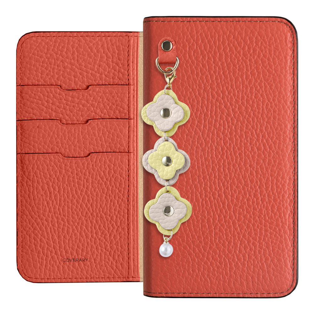 Genuine Leather 32 Colors Italian Shrink Leather Triple Flower Charm Wallet Case Xperia Series