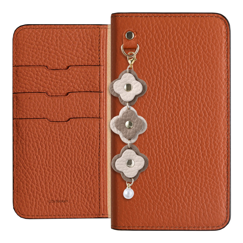 Genuine Leather 32 Colors Italian Shrink Leather Triple Flower Charm Wallet Case Xperia Series