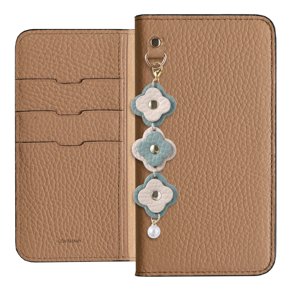 Genuine Leather 32 Colors Italian Shrink Leather Triple Flower Charm Wallet Case Xperia Series
