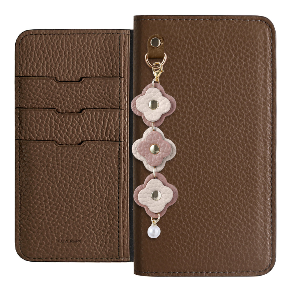Genuine Leather 32 Colors Italian Shrink Leather Triple Flower Charm Wallet Case Xperia Series