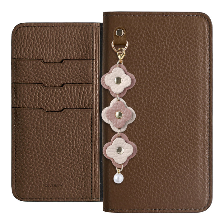 Genuine Leather 32 Colors Italian Shrink Leather Triple Flower Charm Wallet Case Xperia Series