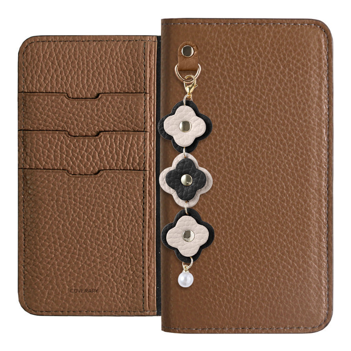 Genuine Leather 32 Colors Italian Shrink Leather Triple Flower Charm Wallet Case Xperia Series